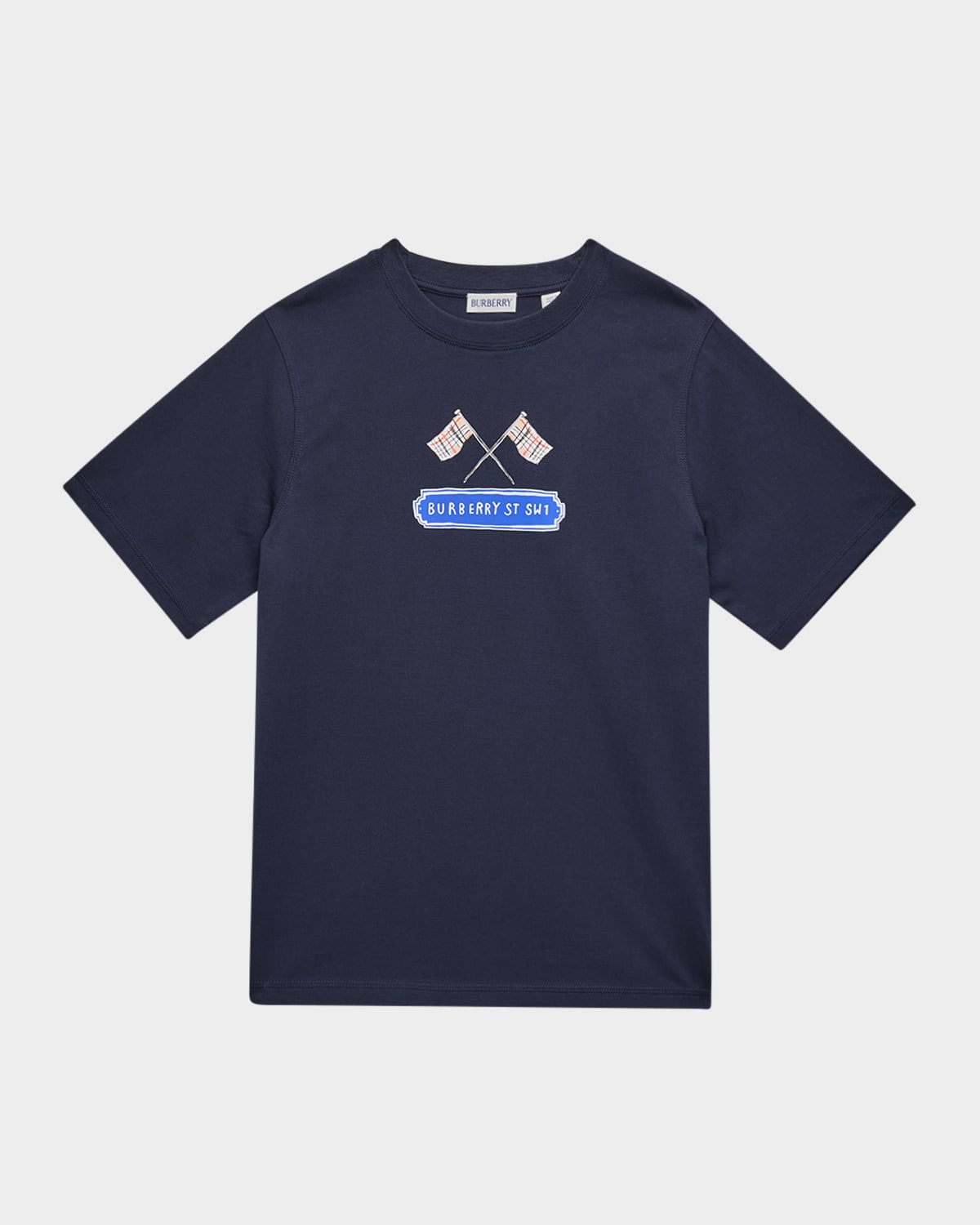 Burberry Boy's Cedar Flag Short-sleeve T-shirt In Blue