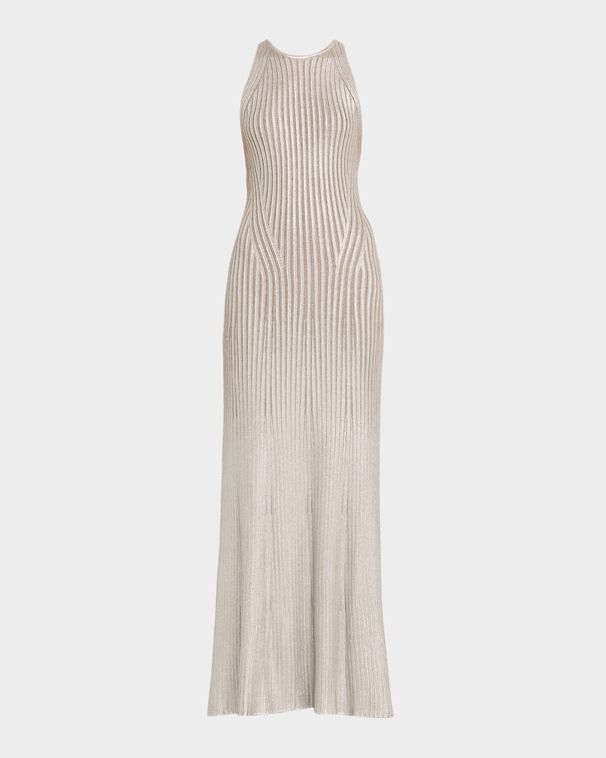 Ralph Lauren Foil-print Sleeveless Open-back Dress In Brown