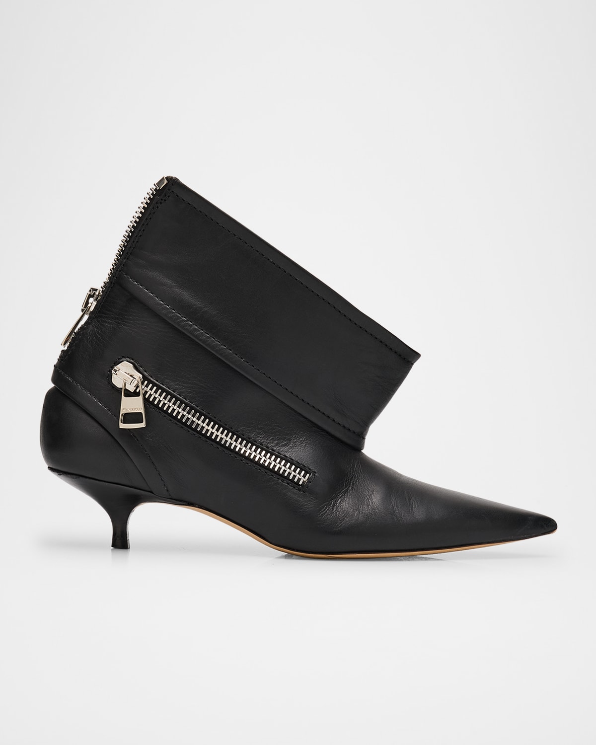 Jw Anderson Biker Leather Kitten-heel Booties In Black