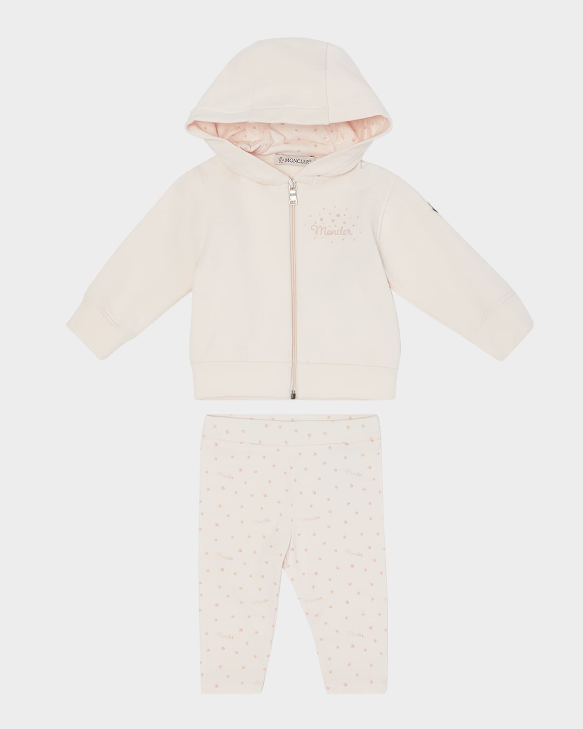 Moncler Girl's Hoodie & Star-print Leggings In Pink