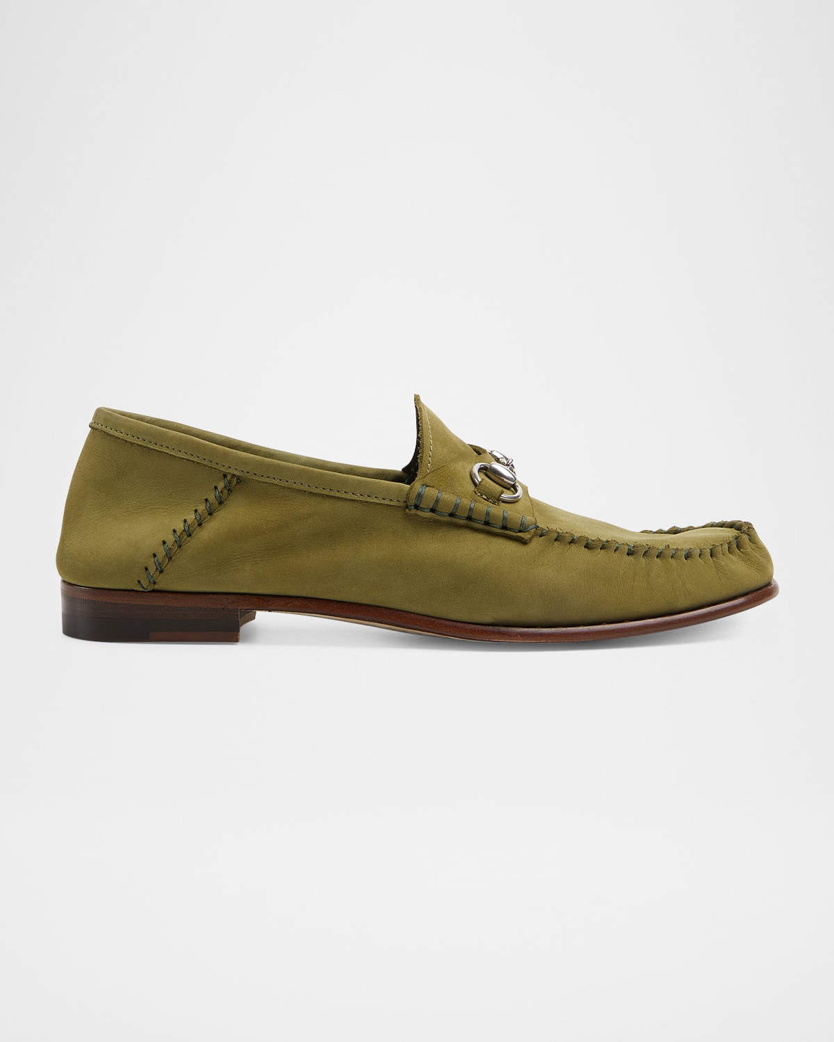 Gucci Gigi Horsebit 1953 Suede Mocassin Loafers In Green
