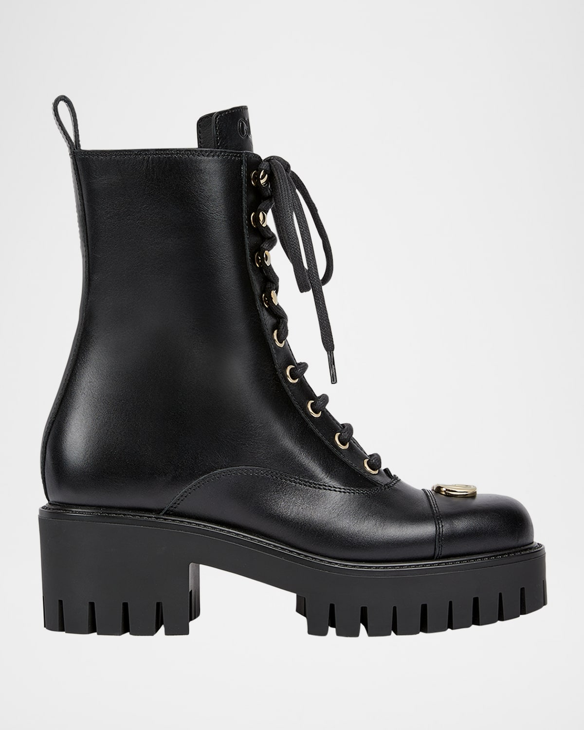 Gucci Marmont Gg Leather Combat Boots In Black