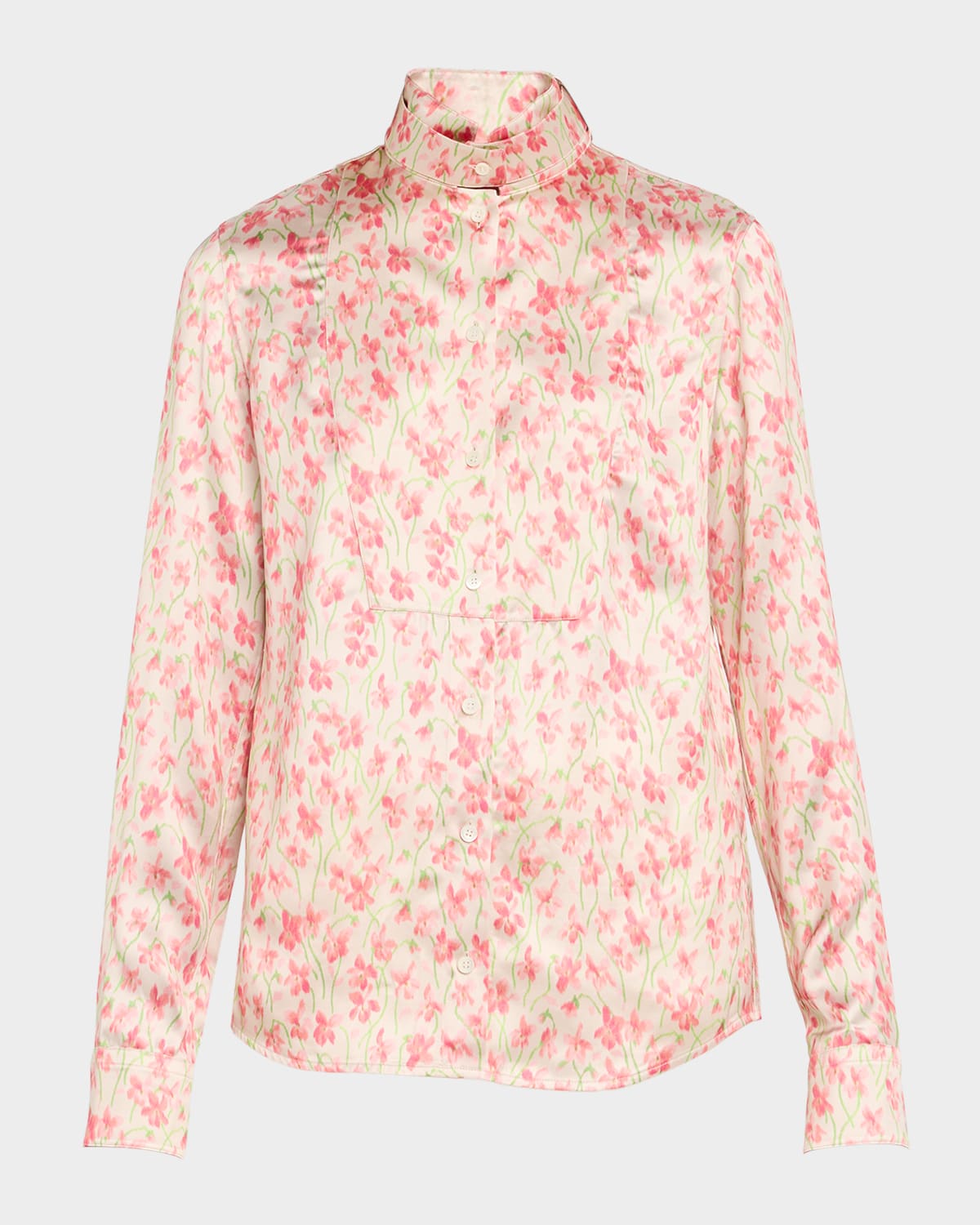 Loewe Floral Print Satin Button-down Overshirt