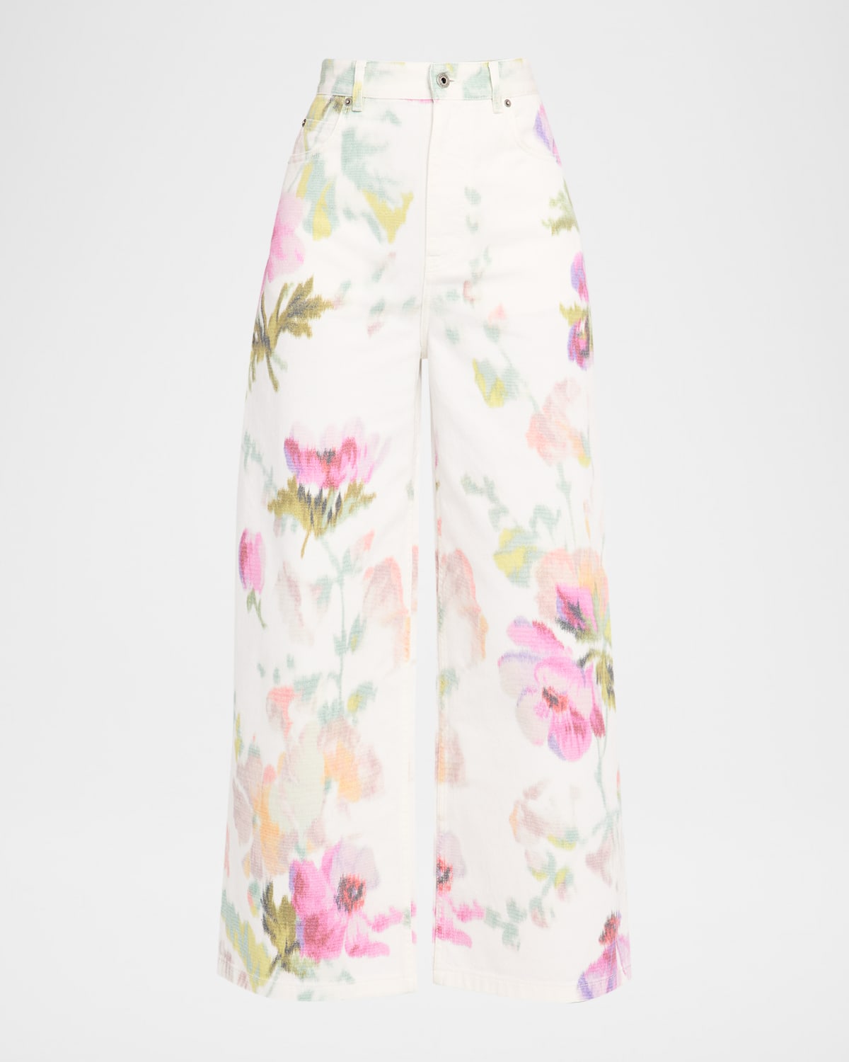 Floral-Print Wide-Leg Jeans