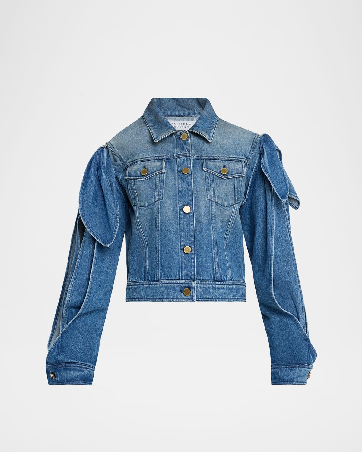 Briella Tie Slit-Sleeve Denim Jacket