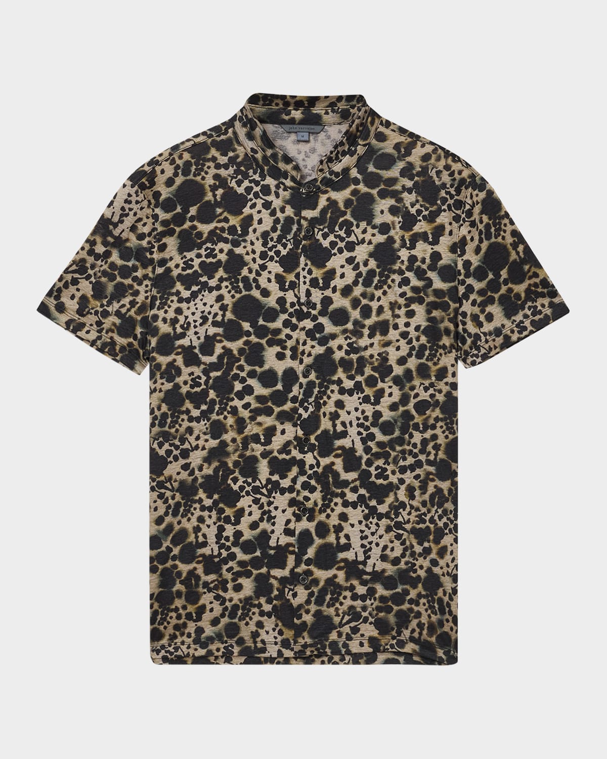 John Varvatos Marini Leopard Print Short Sleeve Button-up Shirt In Animal Print