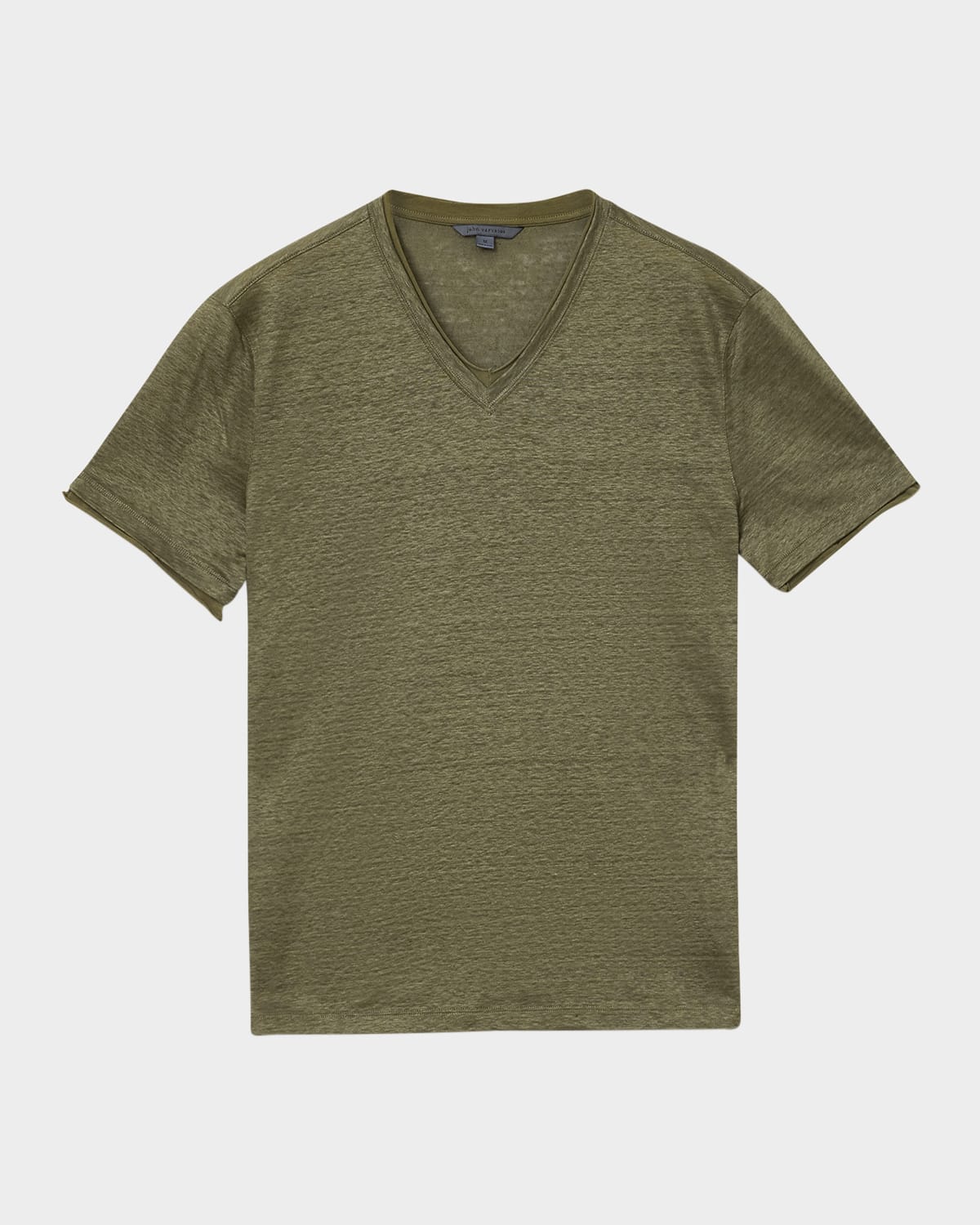 John Varvatos Wooster Slim Fit V-neck Burnout Linen T-shirt In Green