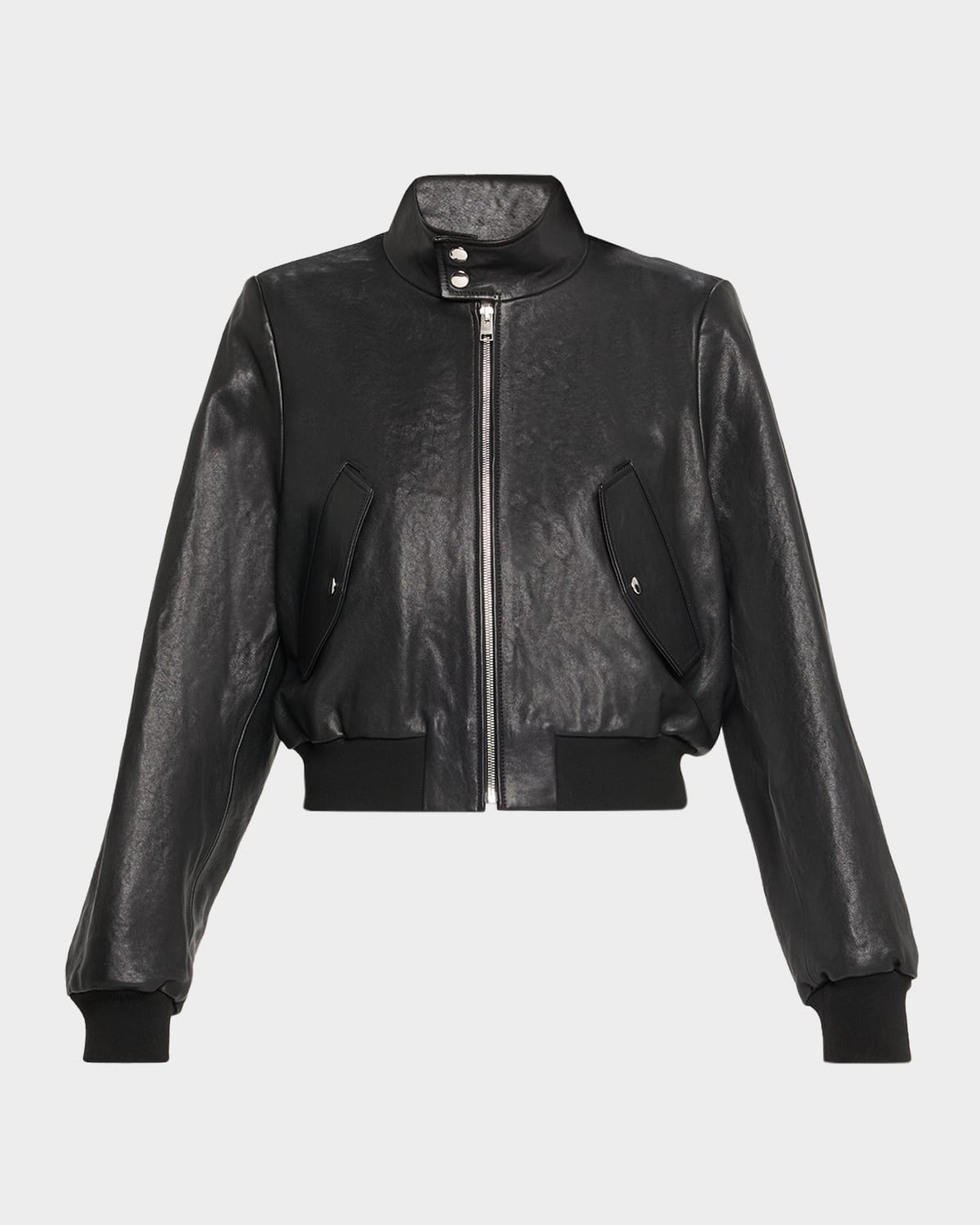 Frame The Leather Harrington Bomber Jacket In Black
