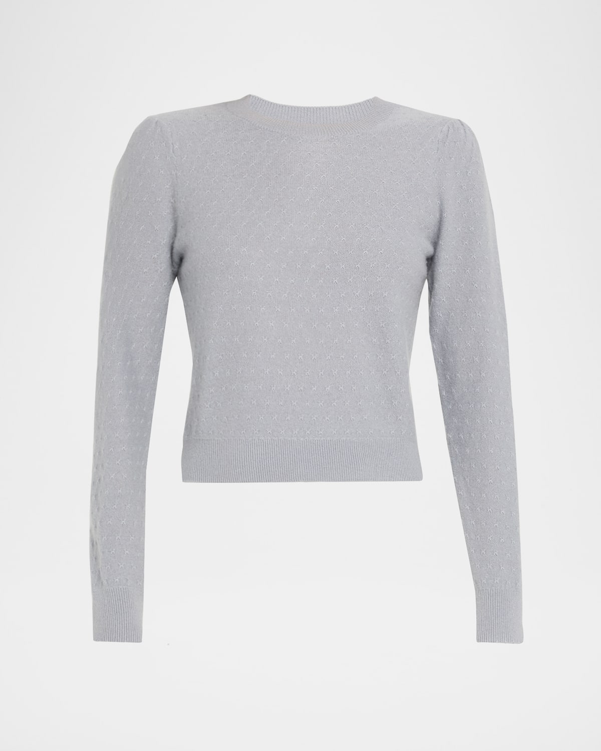 Frame Cashmere Pointelle Crewneck Sweater In Gray