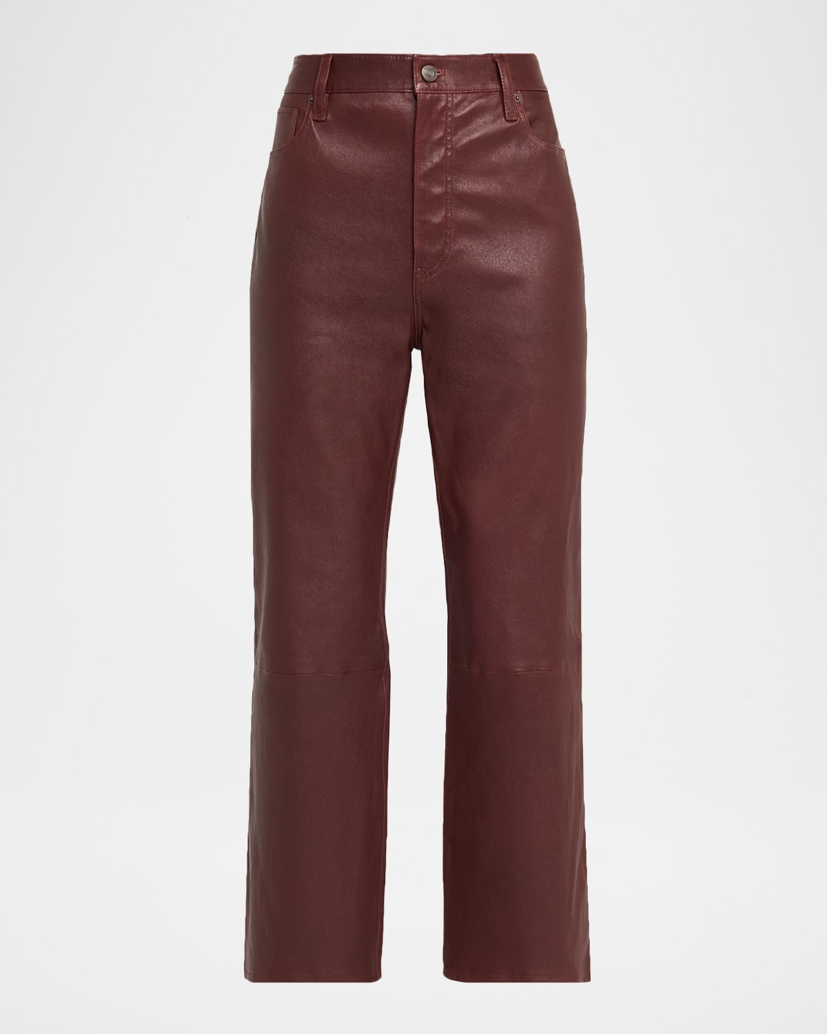 Frame The Leather Reboot Crop Jeans In Burgundy