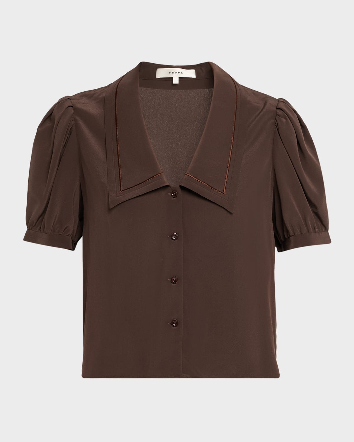 Frame Womens Coffee The Sailor Silk Blouse Xs In Brown