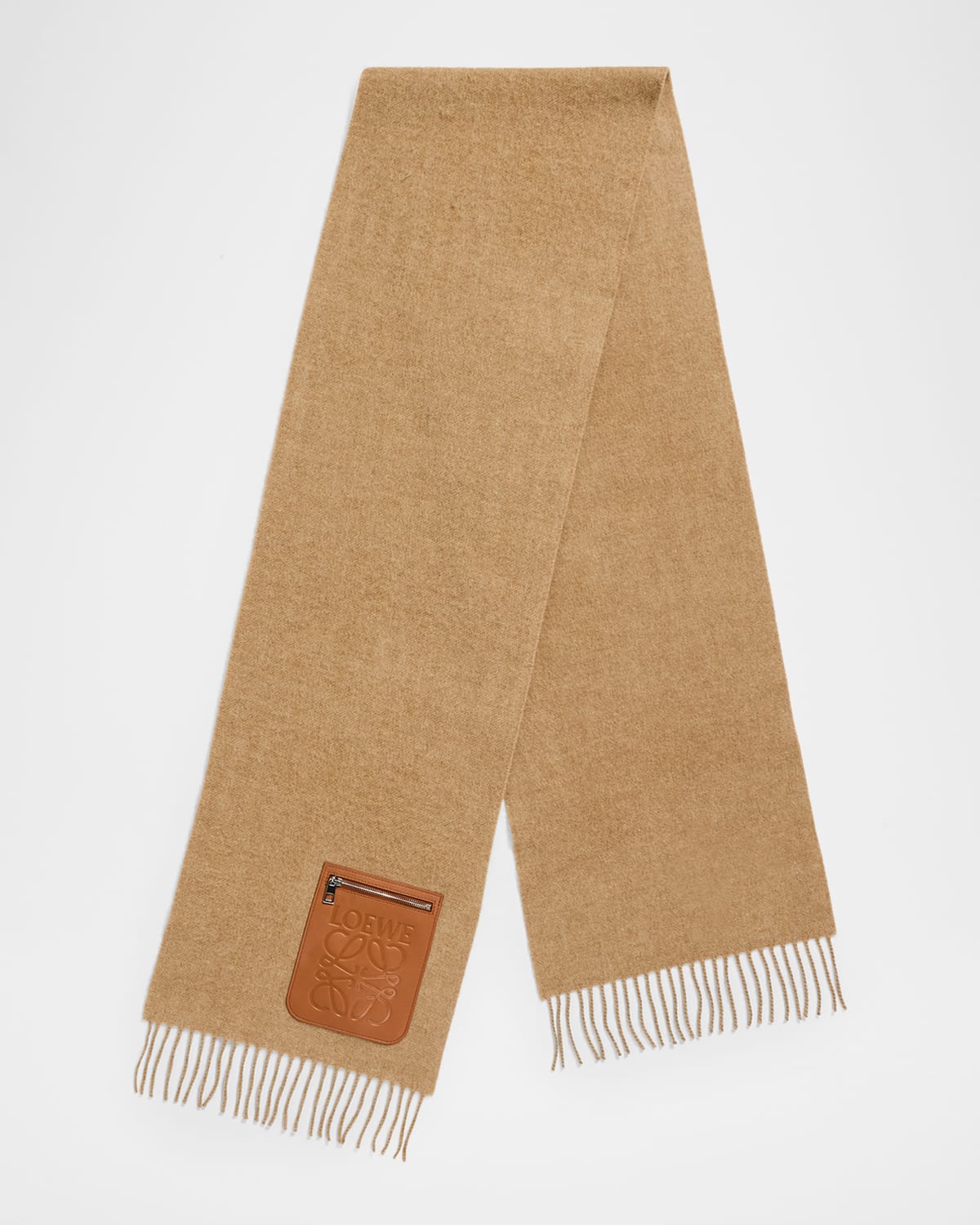 Loewe Anagram Pocket Wool & Cashmere Scarf In Brown