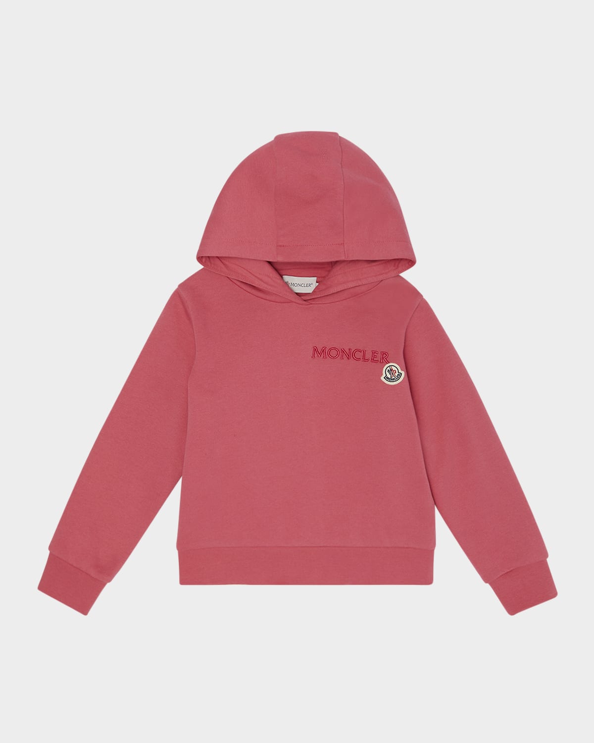 Moncler Girl's Embroidered Logo Appliqué Hoodie In Pink