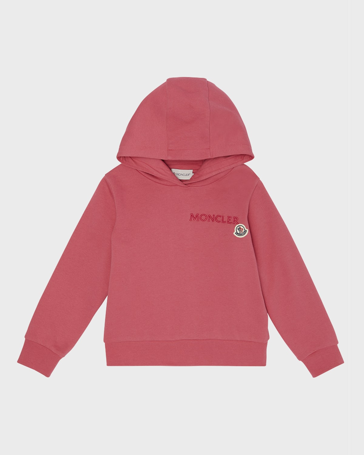 Moncler Girl's Embroidered Logo Appliqué Hoodie In Pink