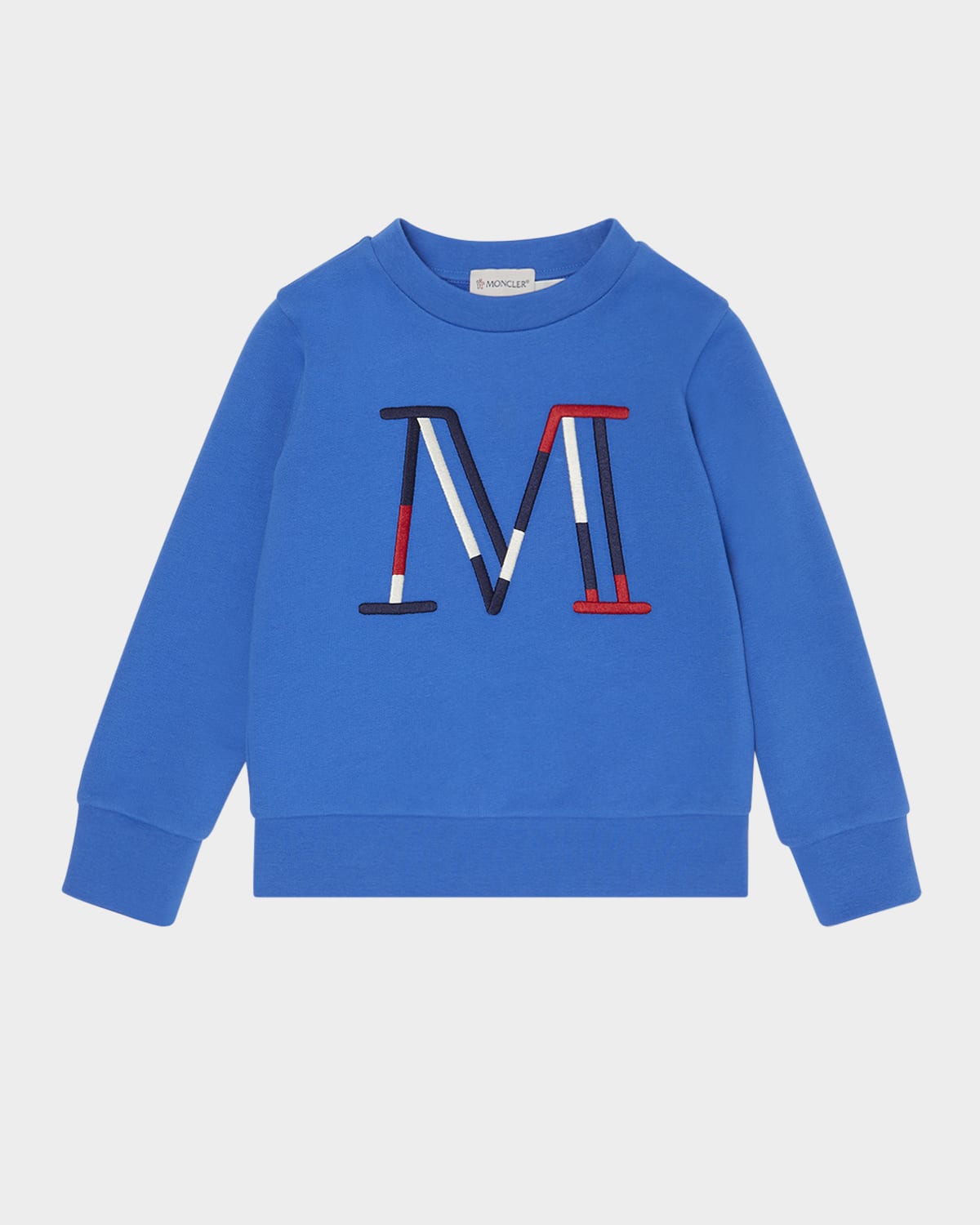 Moncler Boy's Tricolor Embroidered M Logo Sweatshirt, Size 4-