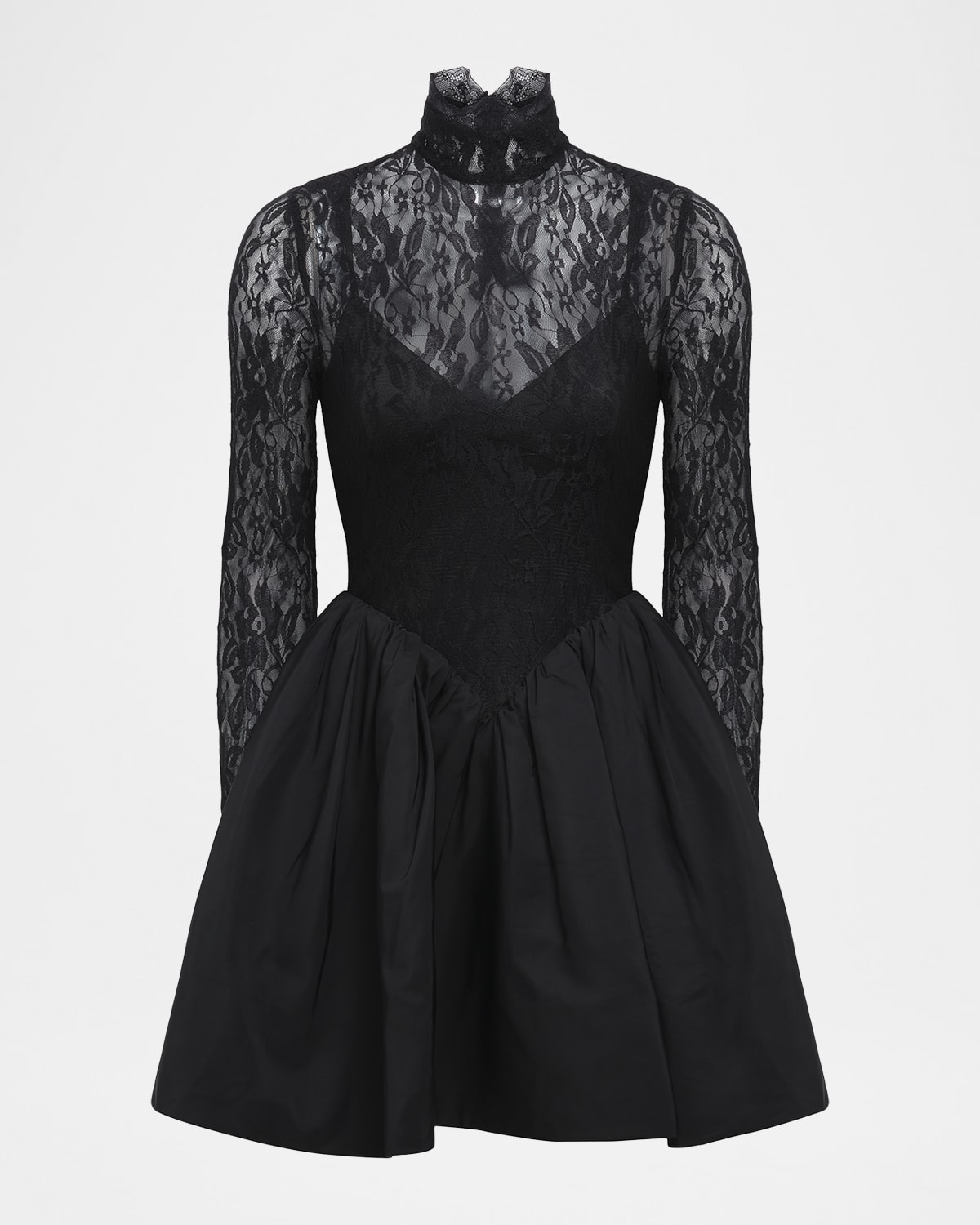 Bcbgmaxazria Stretch Lace Mini Bubble Dress In Black