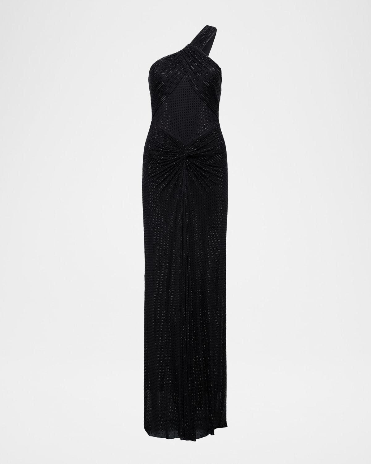 Bcbgmaxazria Twist Hot-fix One-shoulder Gown In Black