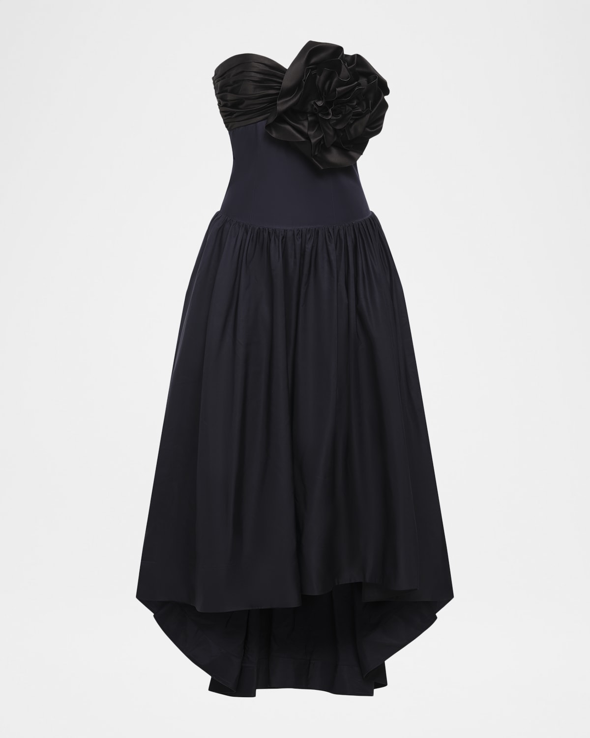 Bcbgmaxazria Strapless Floral Appliqué High-low Gown