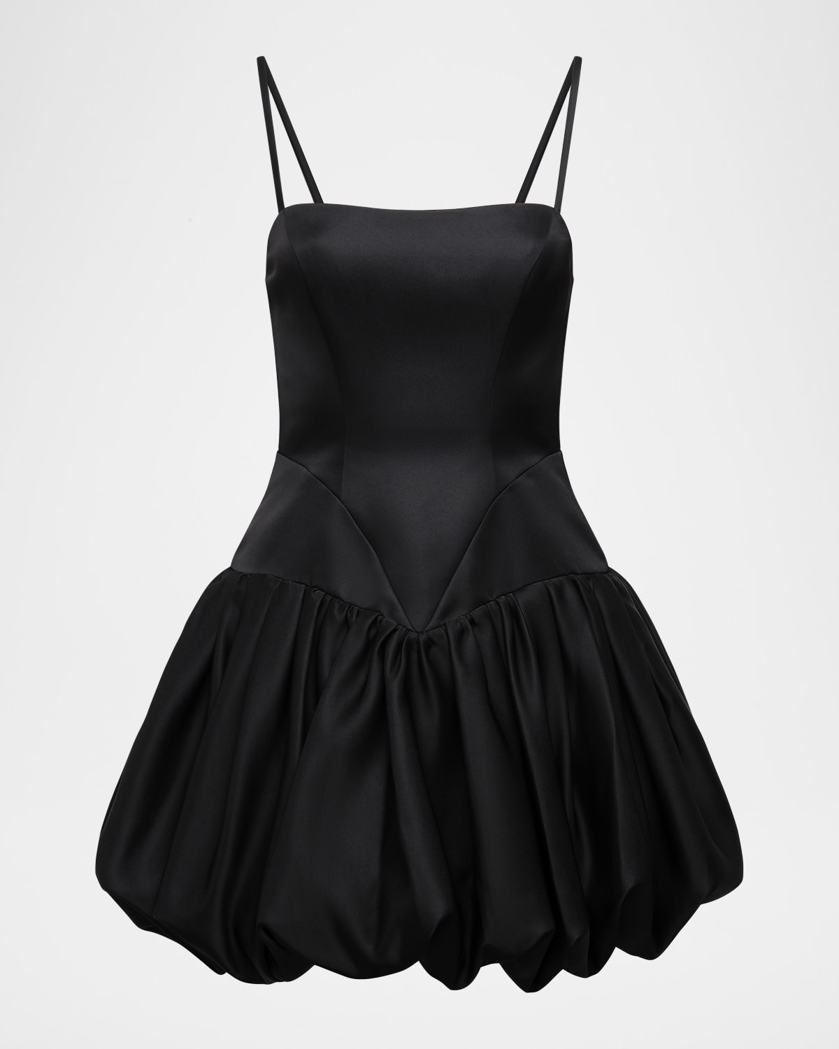 Bcbgmaxazria Satin Mini Bubble Dress In Black