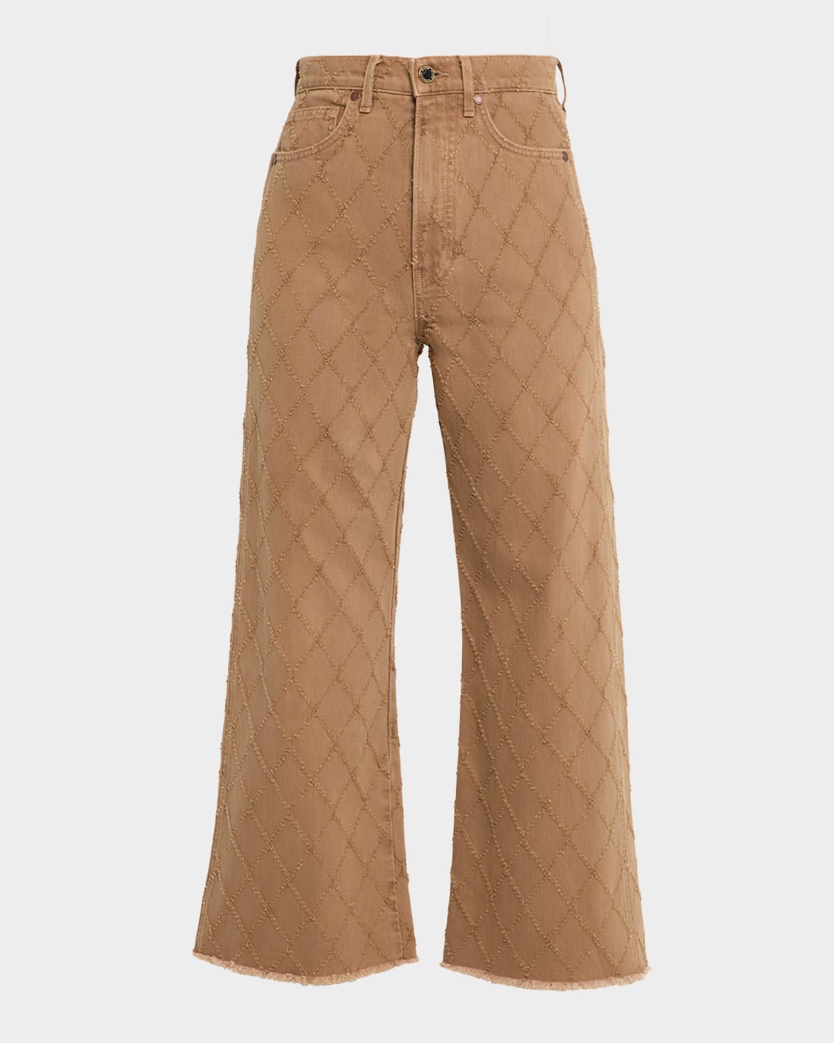 Taylor Perforated Diamond Cropped Wide Jeans