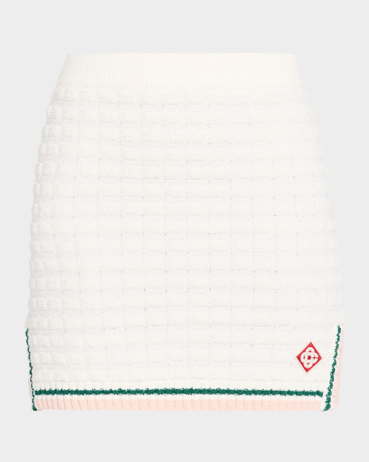 Casablanca Check Boucle Cotton Mini Skirt In White
