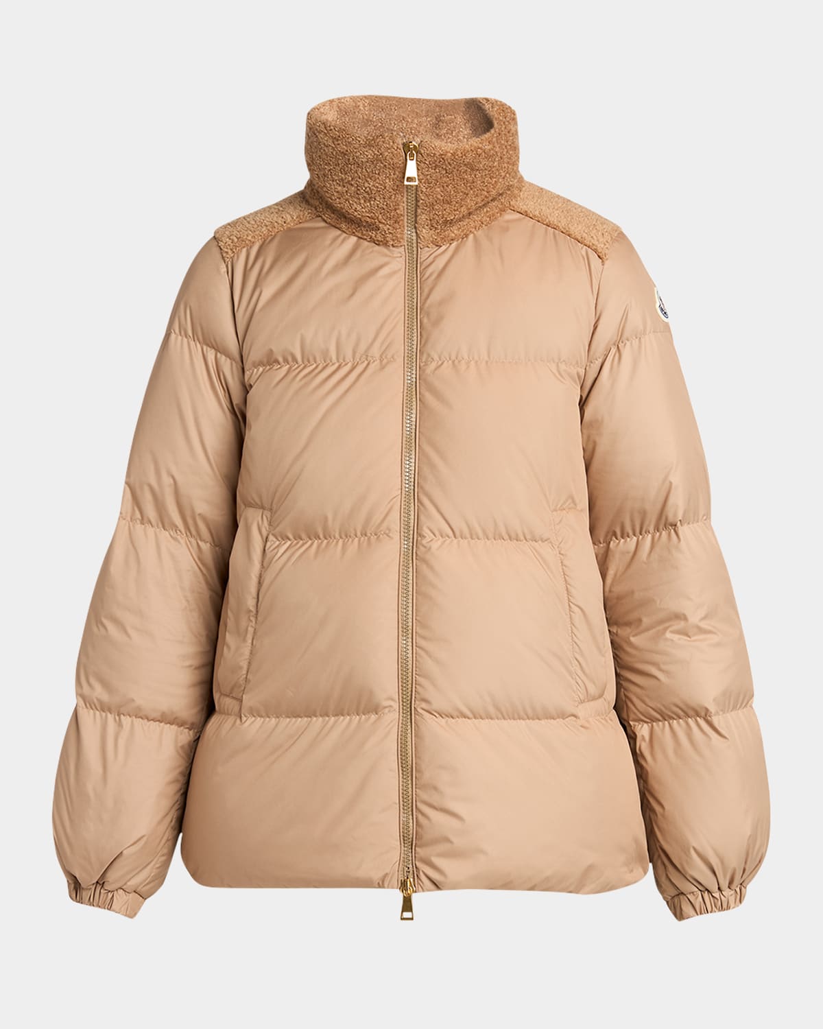Moncler Esnaie Teddy-trimmed Short Down Jacket In Multi