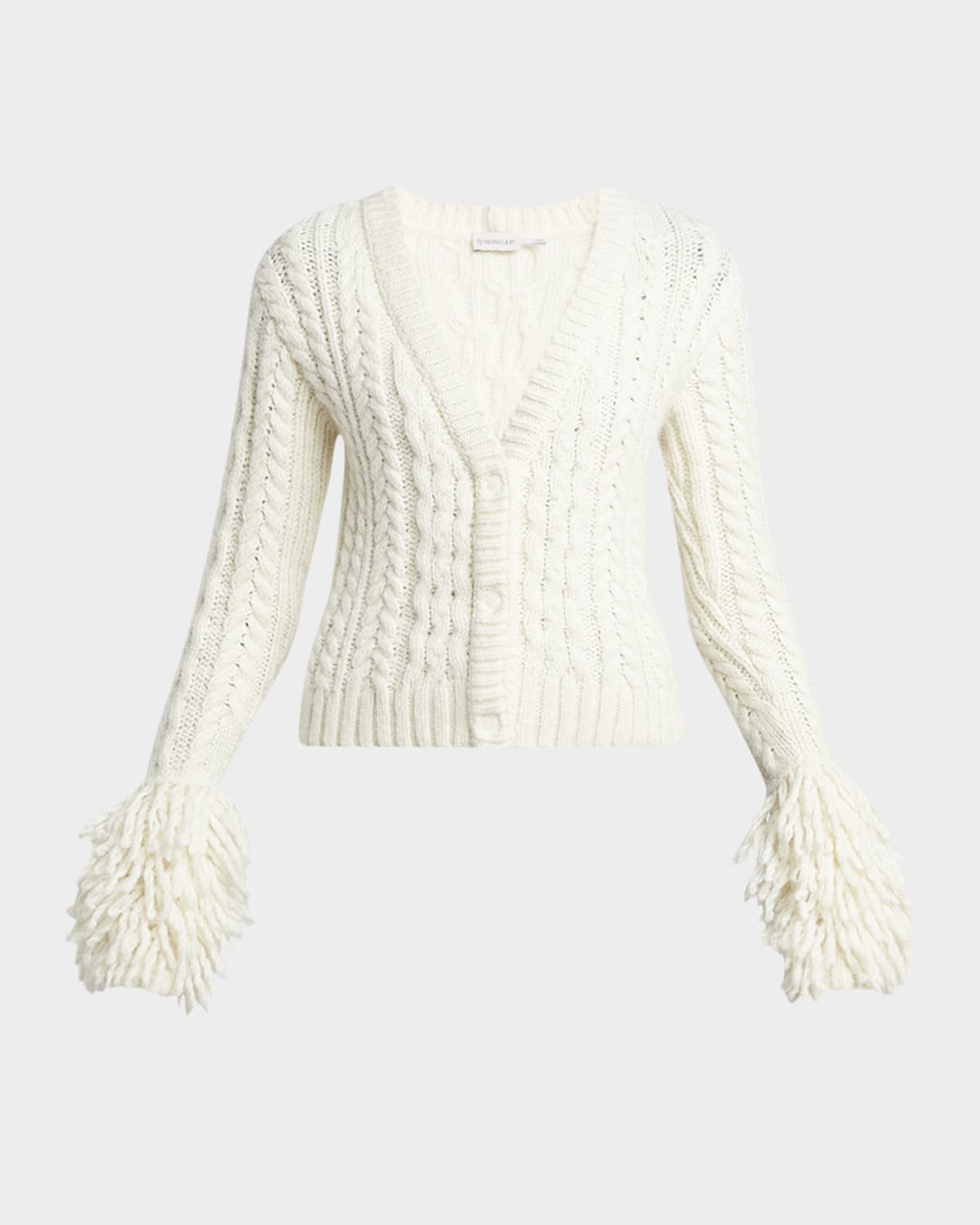Moncler Cable-Knit Fringe Cardigan
