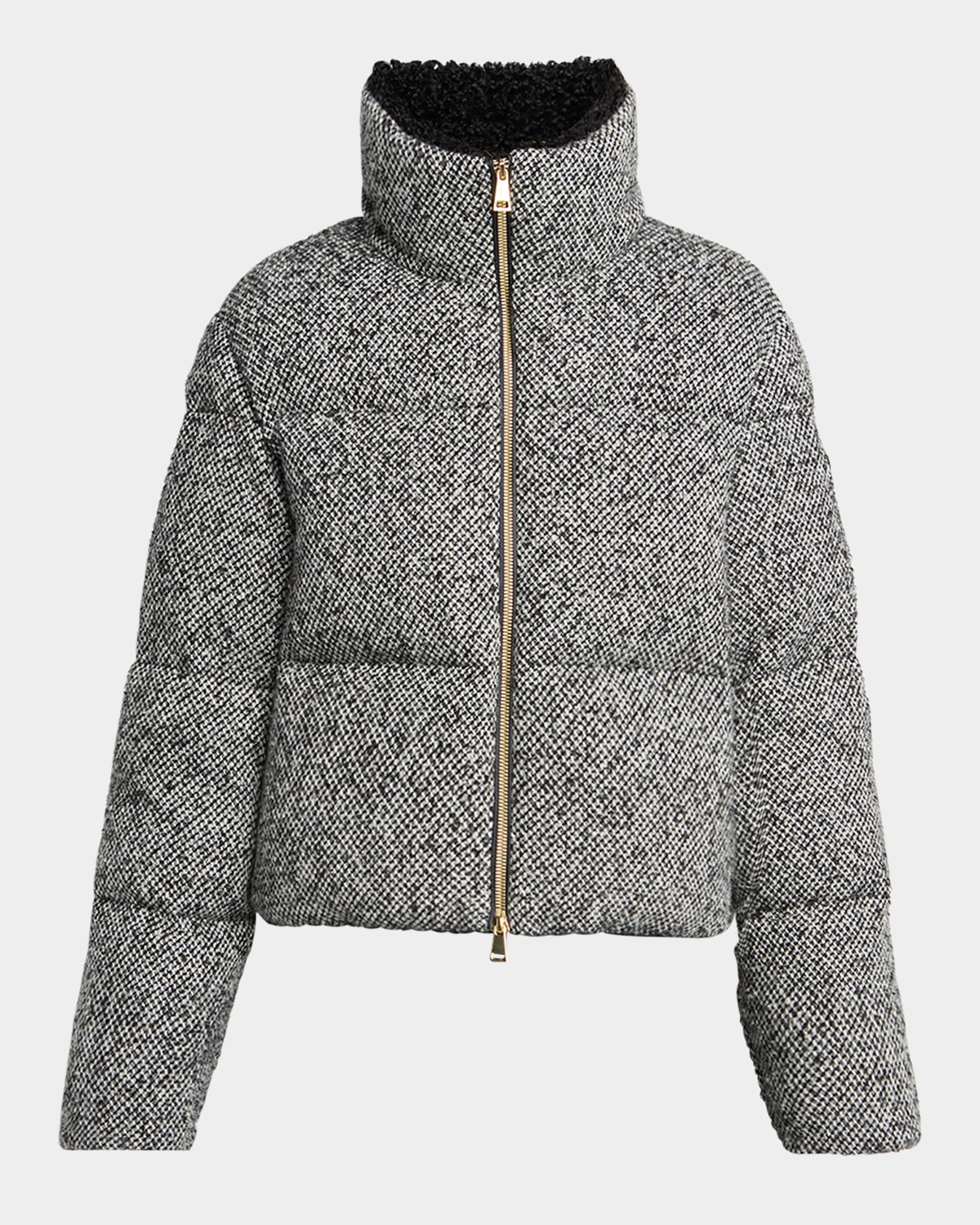 Moncler Brezesse Wool-blend Short Down Jacket In Gray