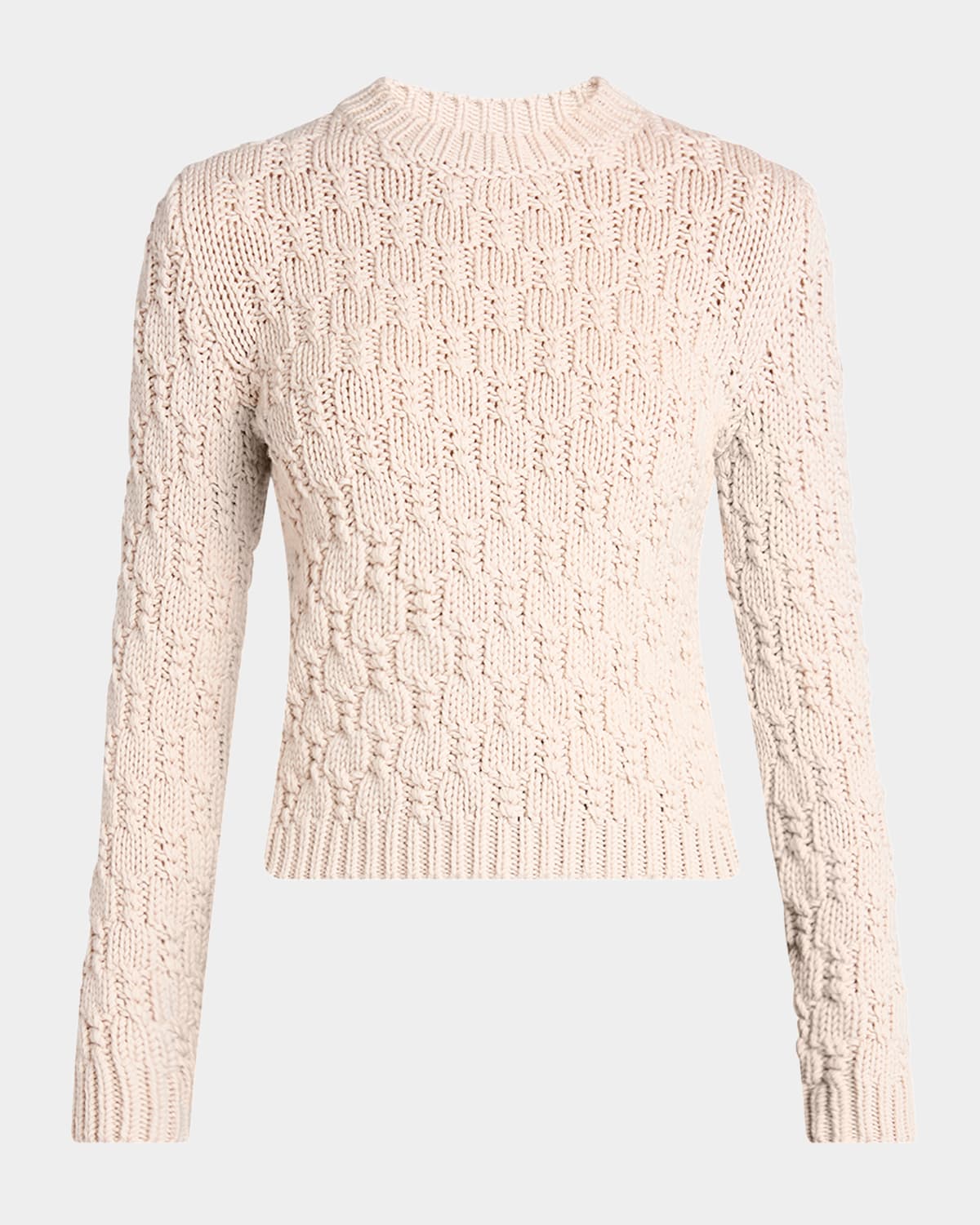 Moncler Crewneck Cable-knit Sweater In White