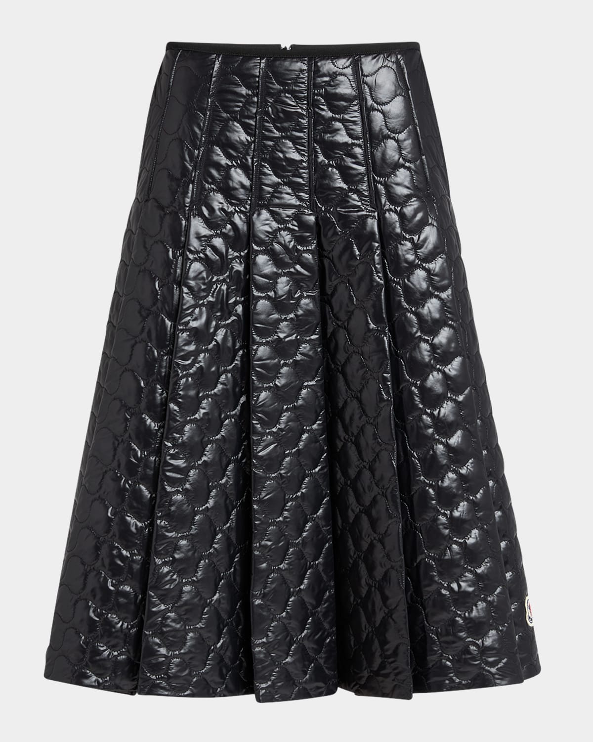 Moncler Gonna Quilted Pleated Shell Midi Skirt In Black