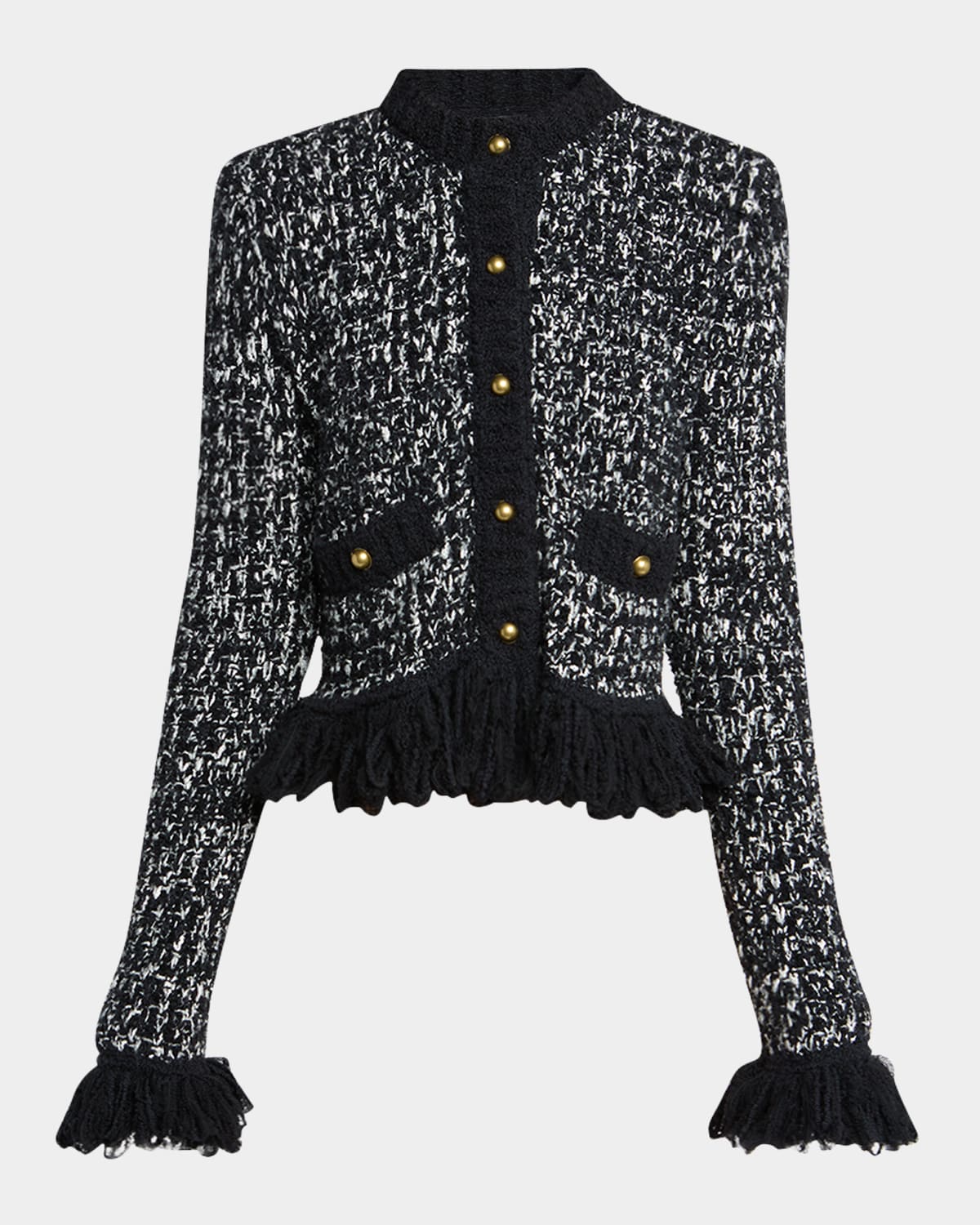Moncler Fringe Button-front Cardigan In Black