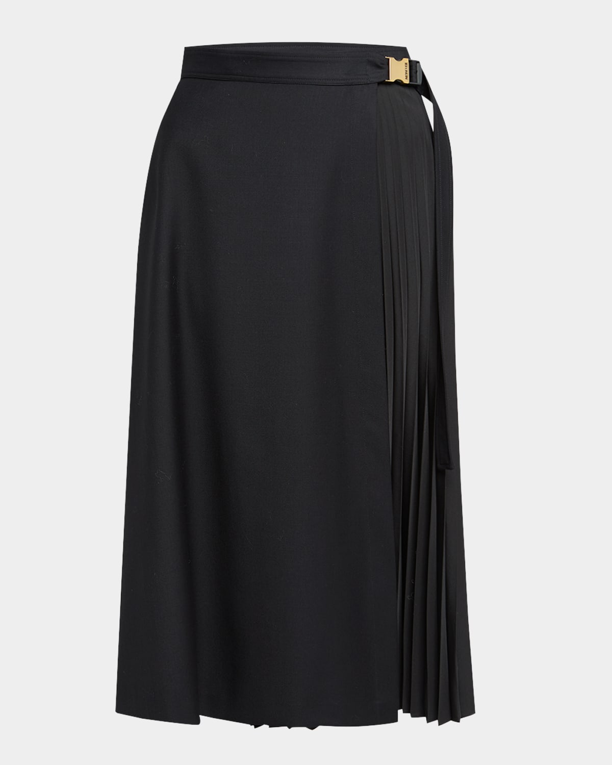 Moncler Pleated Midi Wrap Skirt In Black