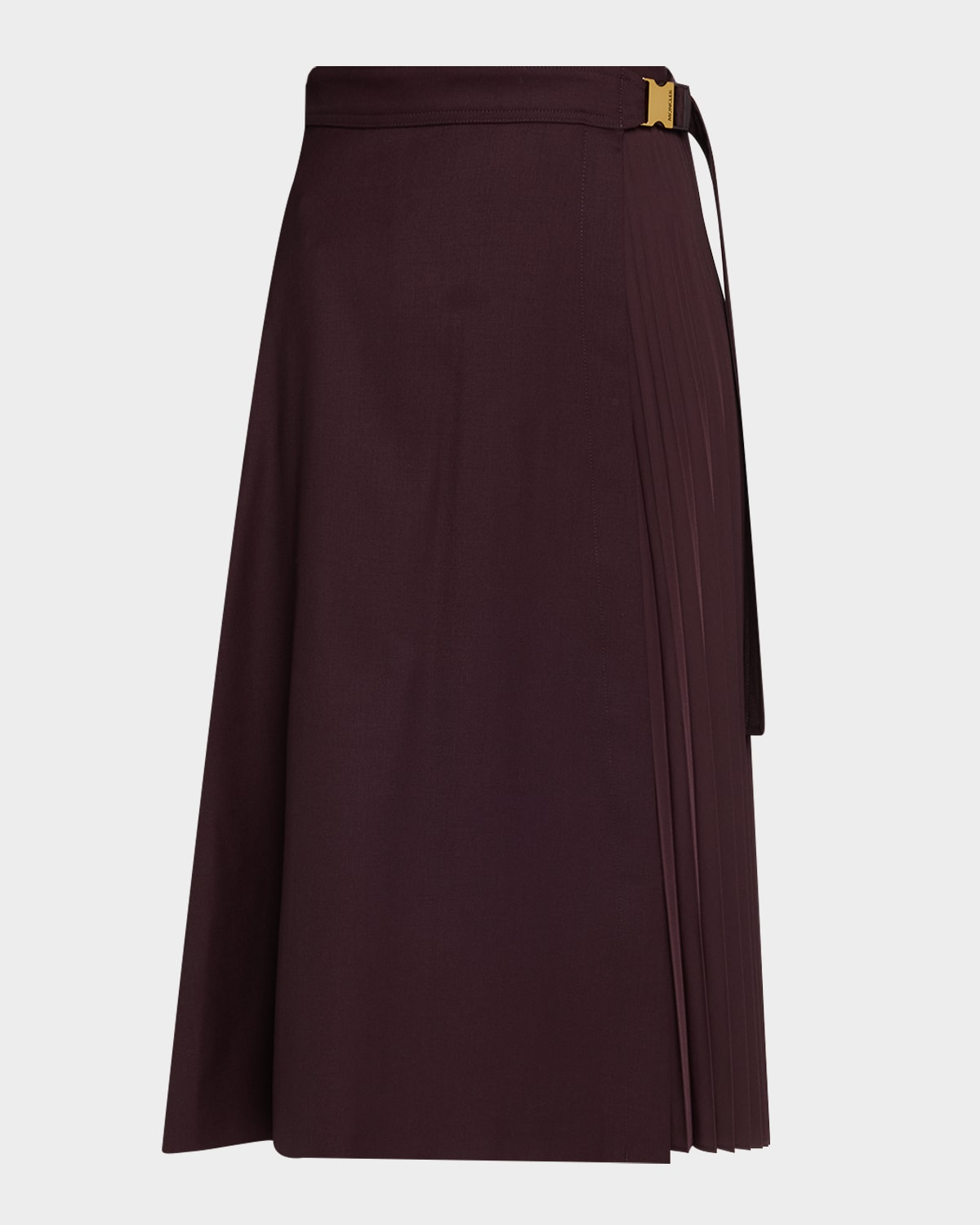 Moncler Pleated Midi Wrap Skirt In Brown