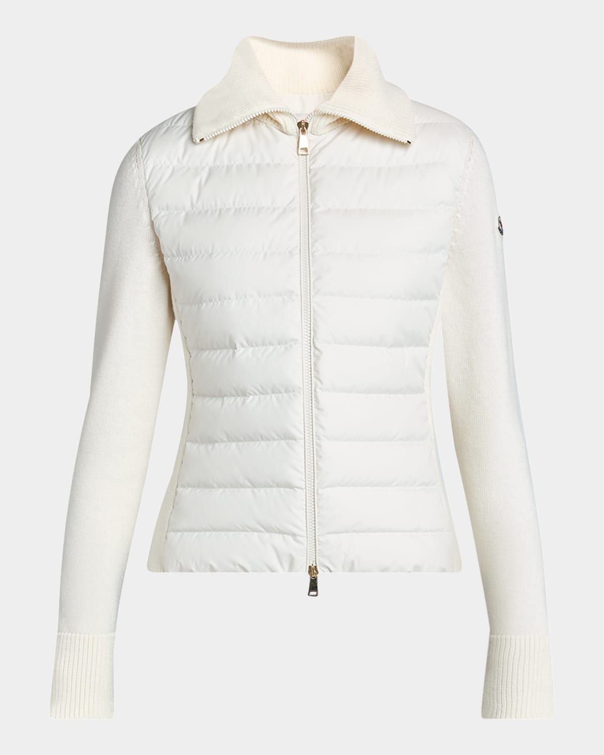 Moncler Padded Wool Zip-up Cardigan In White