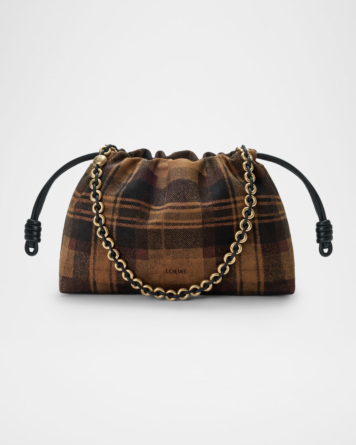 Loewe Flamenco Shoulder Bag In Plaid Calfskin Suede In Multi