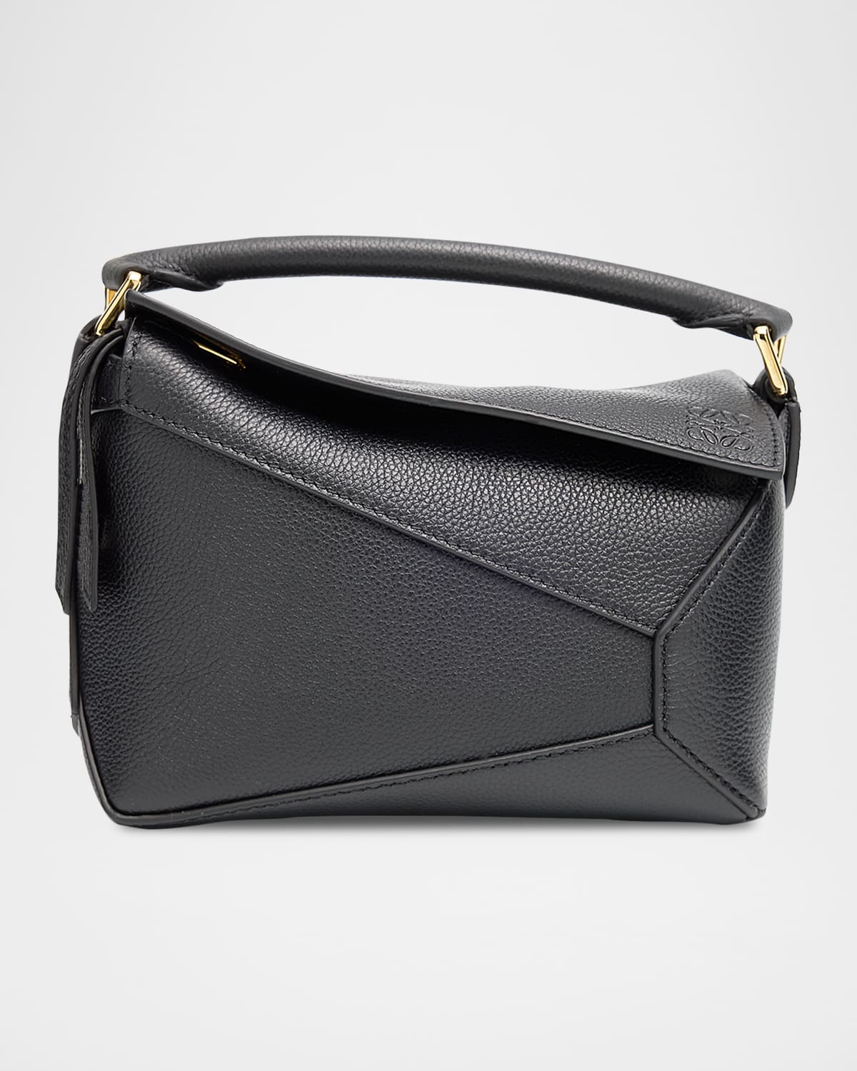 Loewe Puzzle Edge Mini Top-handle Bag In Grain Leather In Black