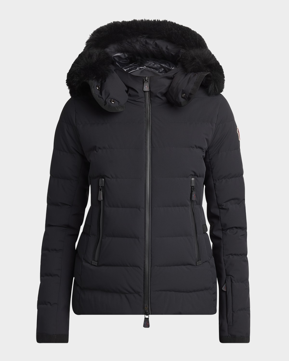 Moncler Lamoura Hooded Down Ski Jacket In Animal Print