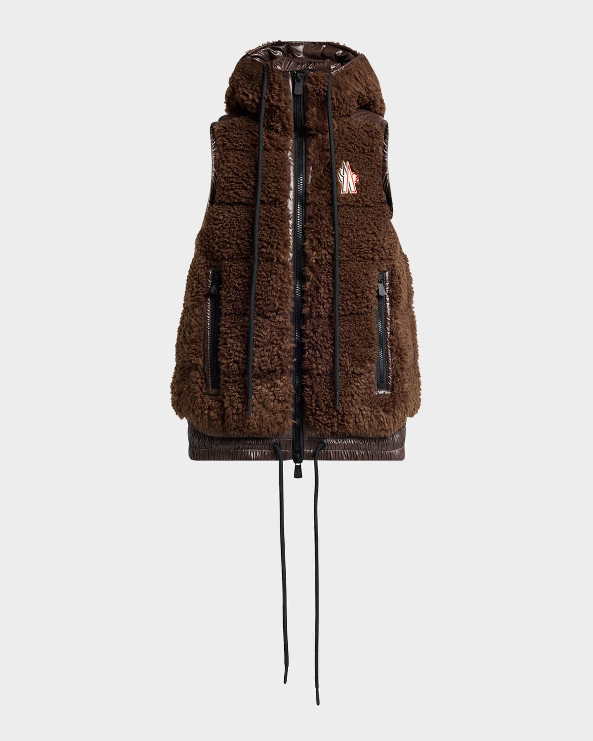 Moncler Teddy Padded Vest In Brown