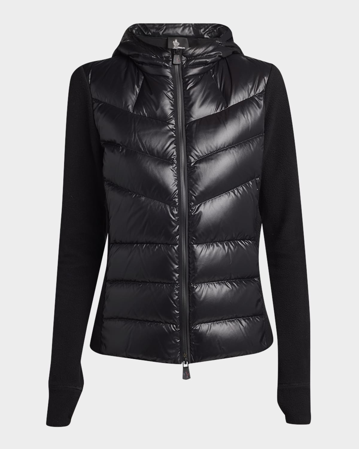 Moncler Padded Down Zip-up Hoodie Cardigan In Black
