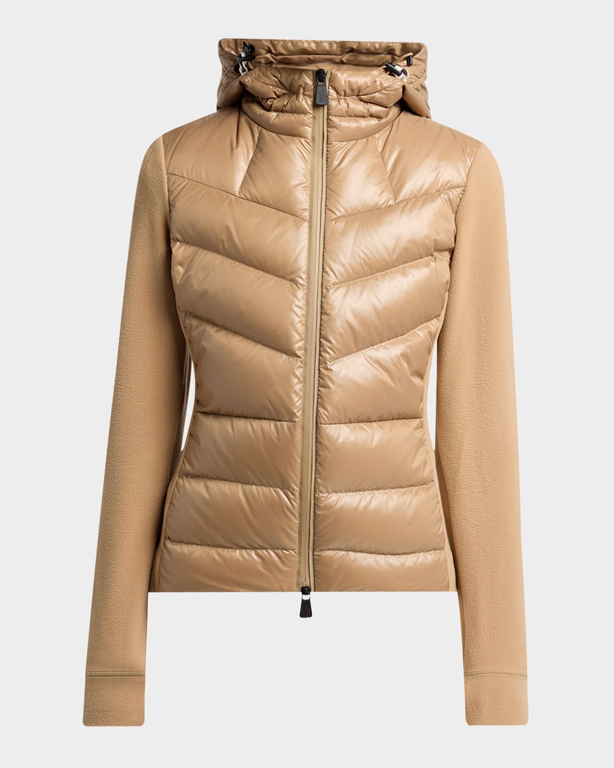 Moncler Padded Down Zip-up Hoodie Cardigan In Brown