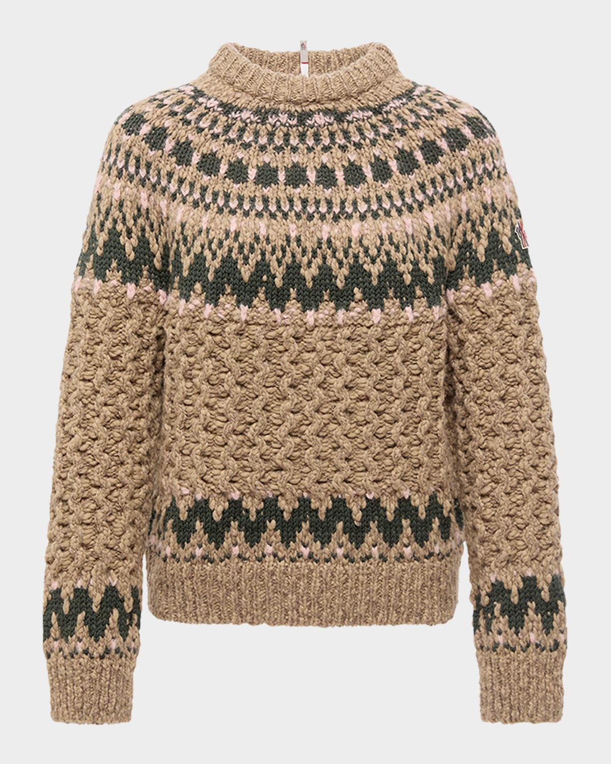 Moncler Cable-knit Fairisle Sweater In Sand