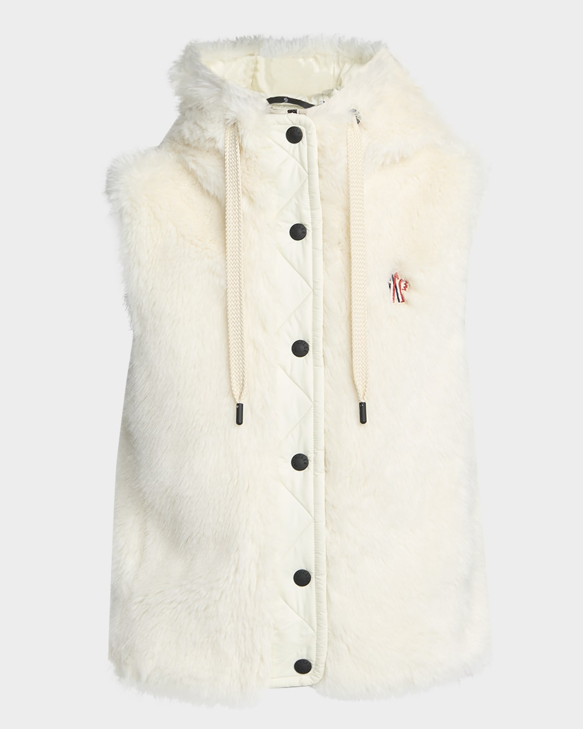 Moncler Arve Hooded Teddy Down Vest In White
