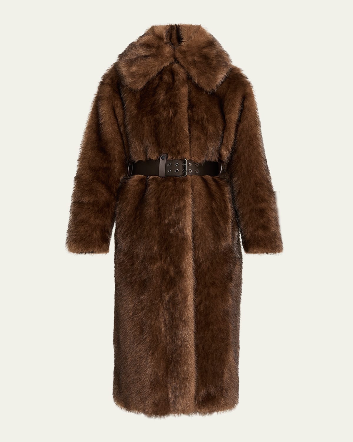Moncler Arly Long Faux Fur Coat In Brown