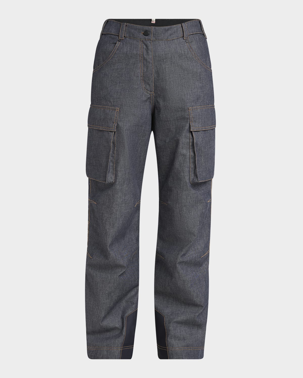 Moncler Padded Denim Ski Pants In Blue