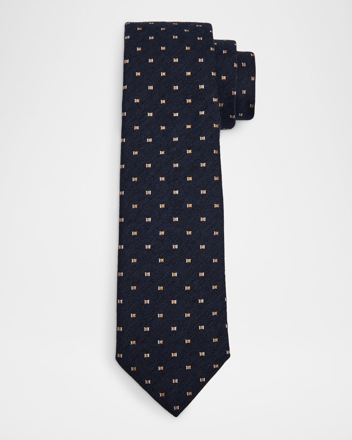 Emporio Armani Men's Bordeaux Micro-jacquard Silk And Wool Tie In Blue