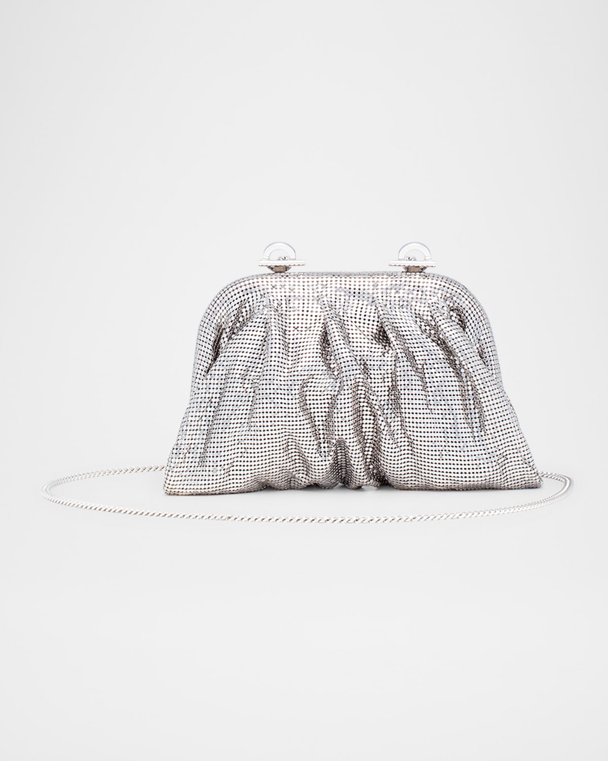 Benedetta Bruzziches Venus La Petite Pleated Mirror Mesh Clutch Bag In Silver