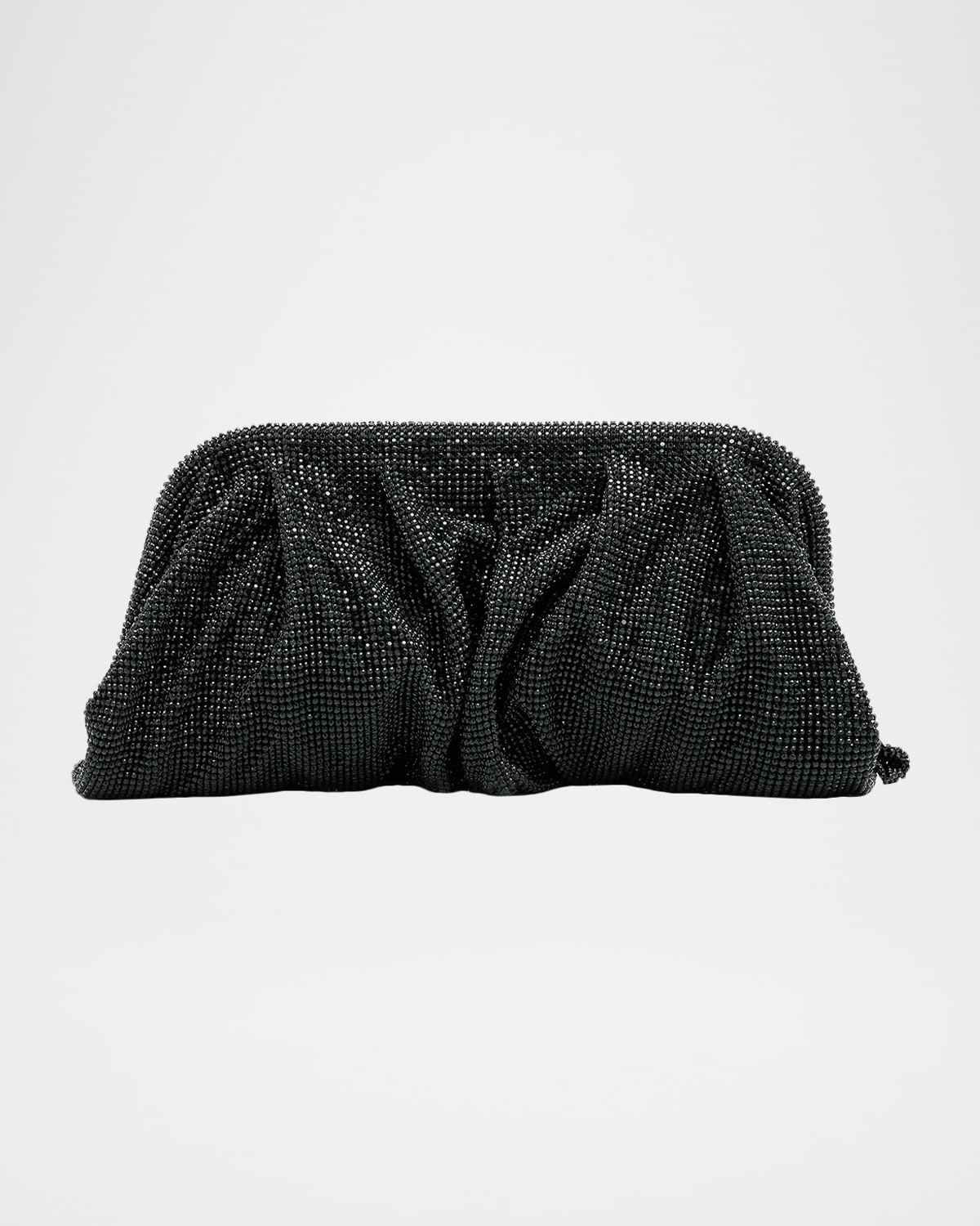 Benedetta Bruzziches Venus La Grande Ruched Crystal Mesh Clutch Bag In Silver