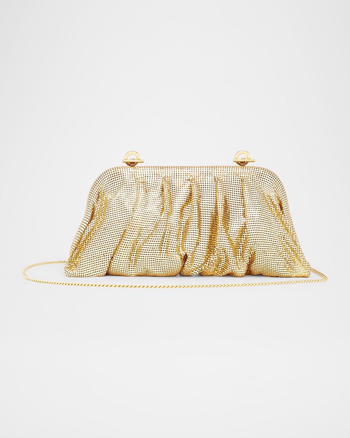 Benedetta Bruzziches Venus La Grande Pleated Metal Mesh Clutch Bag In Silver