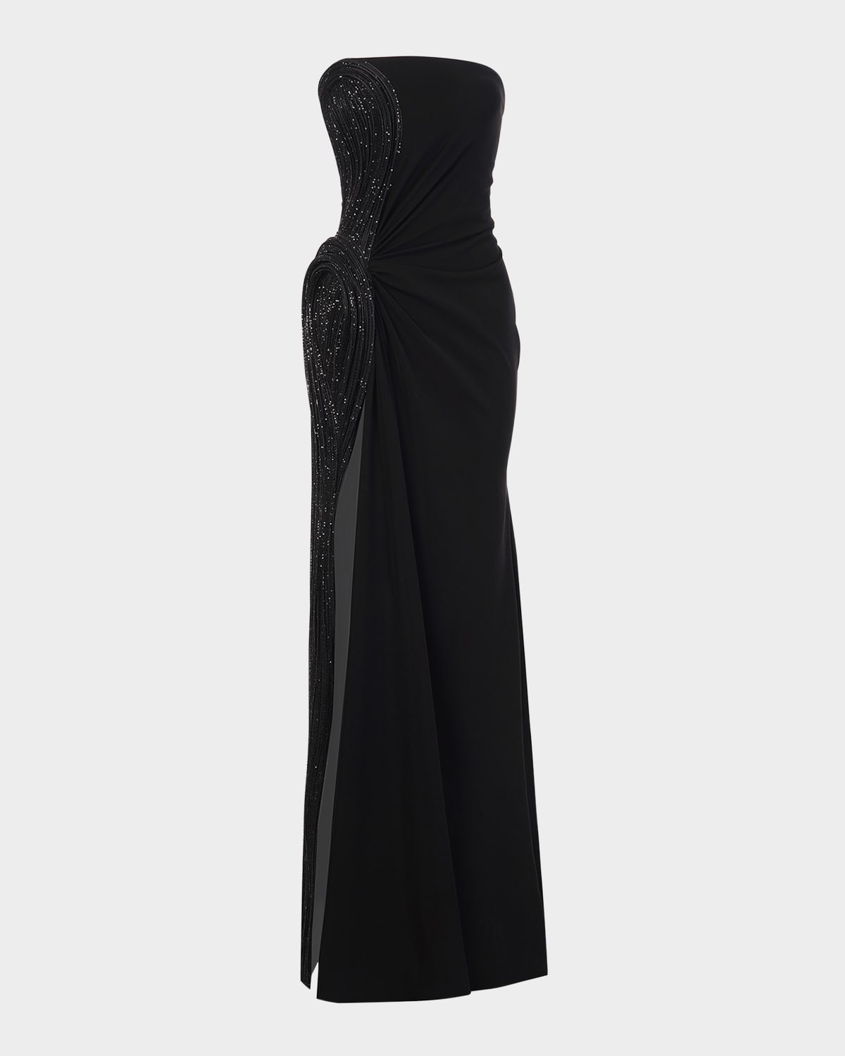 Gaurav Gupta Sequin Sculpted Strapless Slit Gown