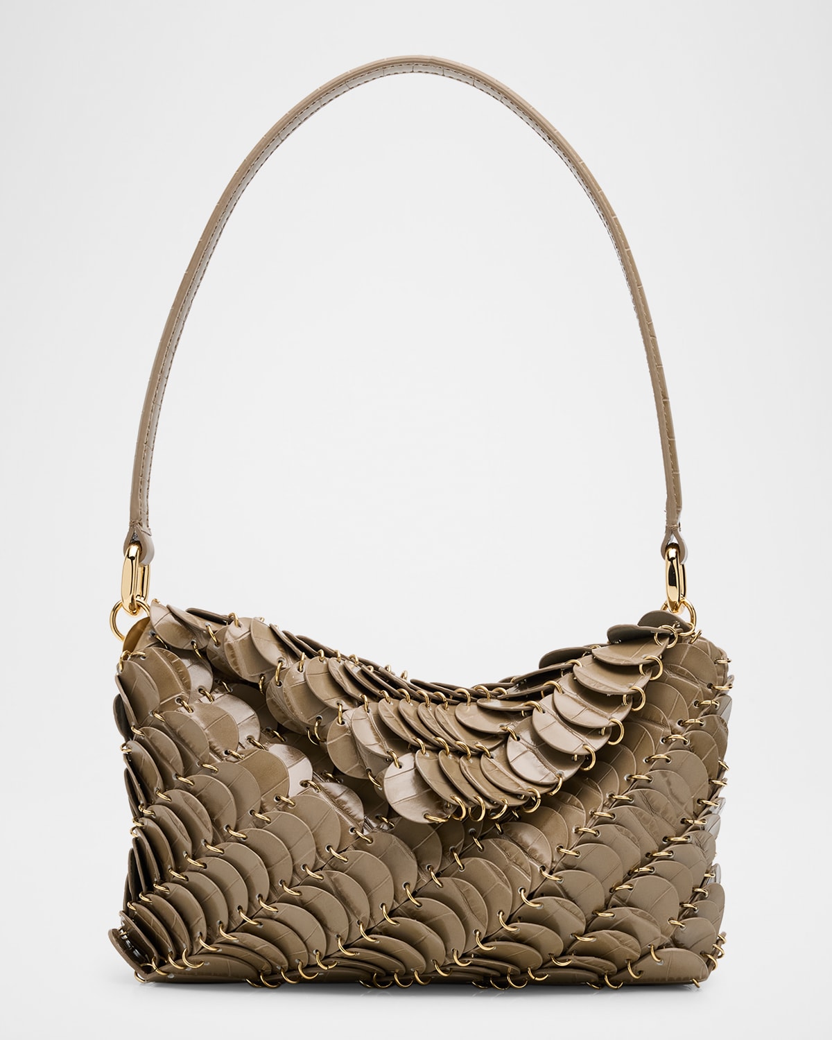 Rabanne Sac A Main Croc-embossed Disk Link Shoulder Bag